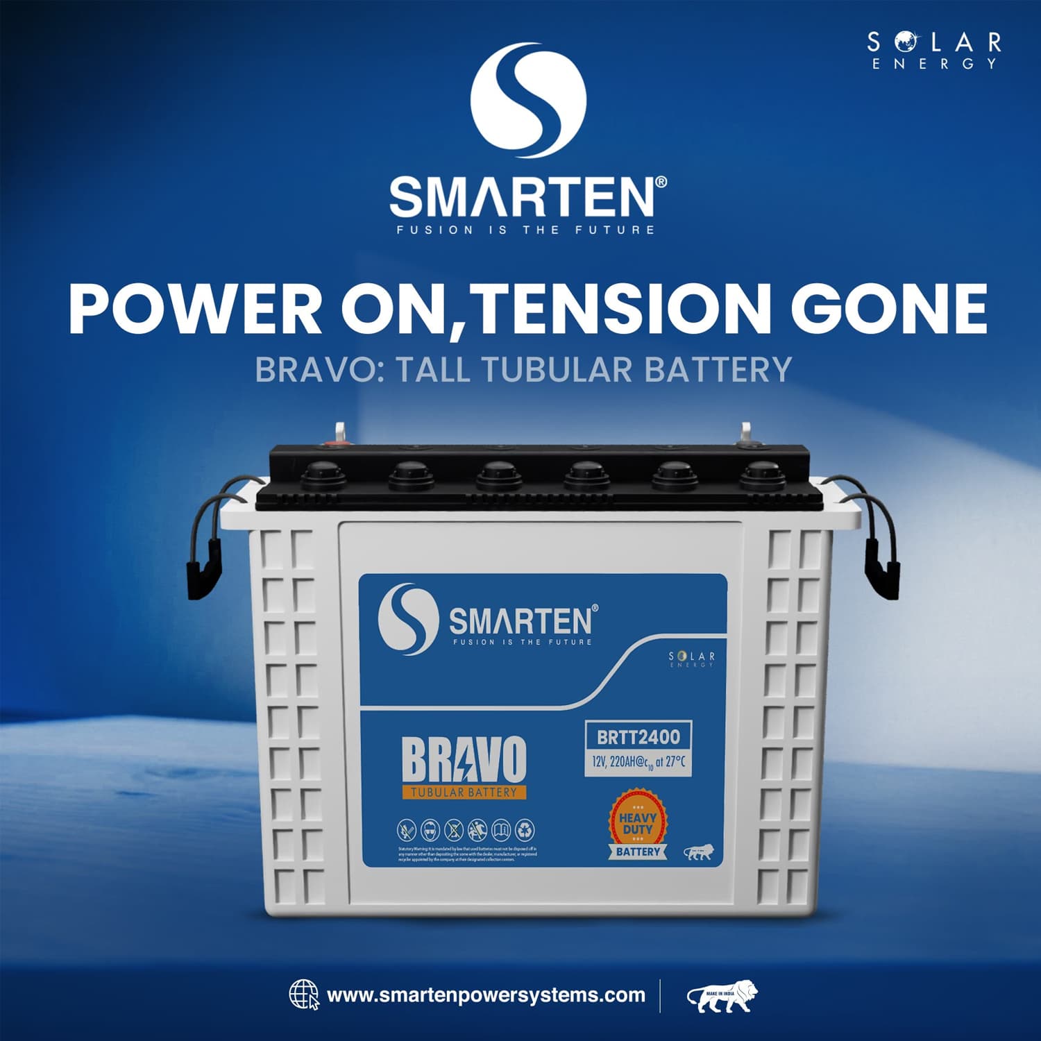 Smarten 240 Ah Tubular Battery- Bravo Series
